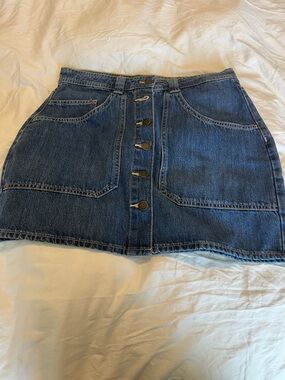 Old Navy Dark Blue Button-Front Denim Mini Skirt